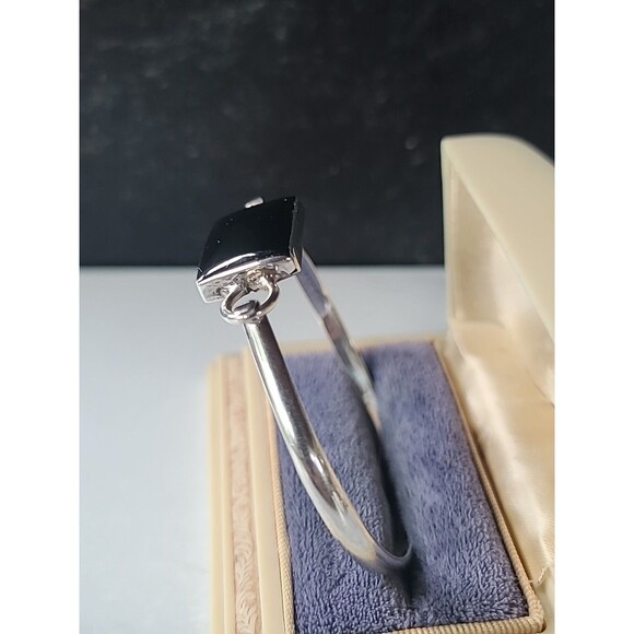 Sterling Silver 925 Faux Onyx Hook Bracelet Vintage - Picture 5 of 10